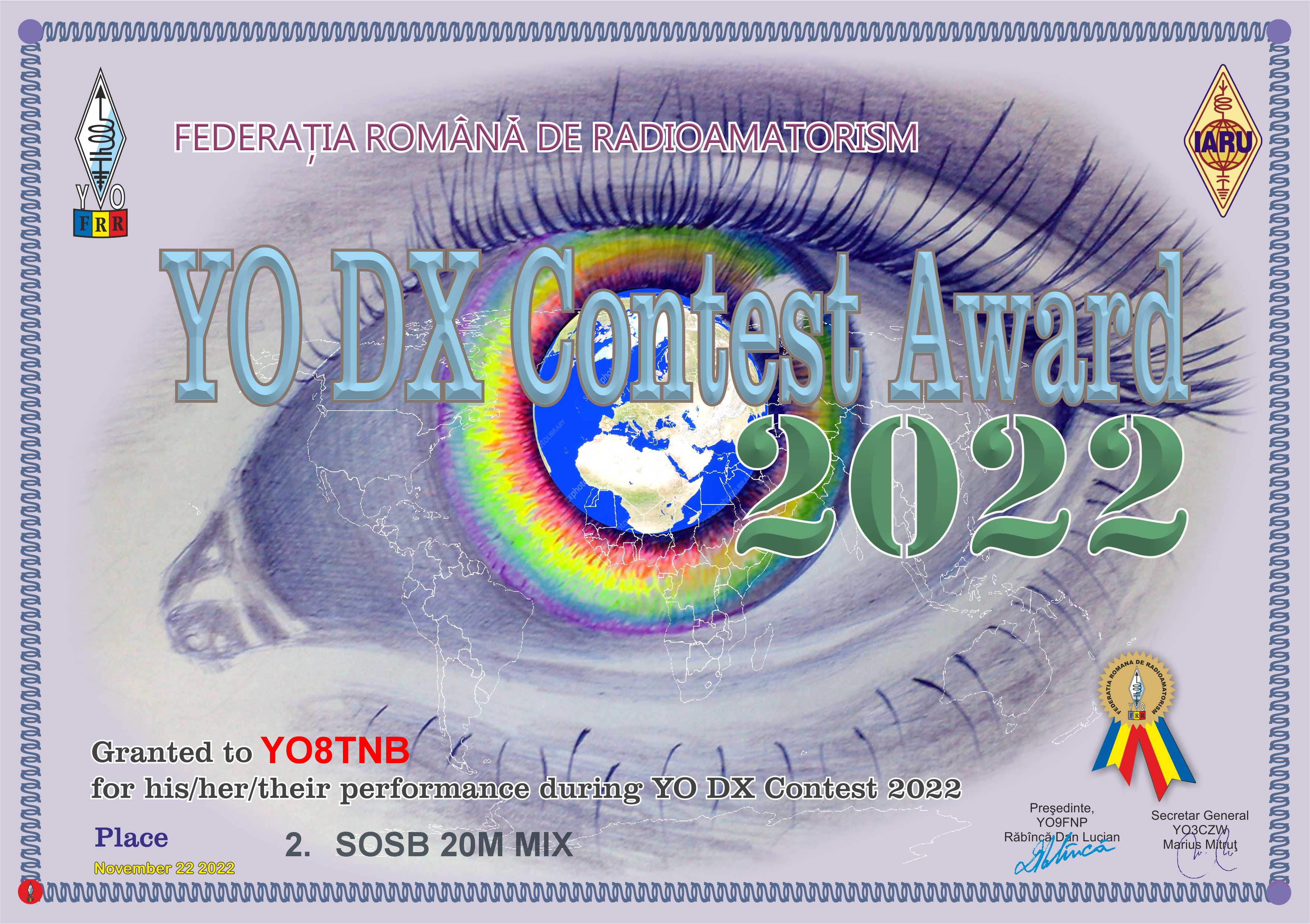 YO DX Contest Award 2022